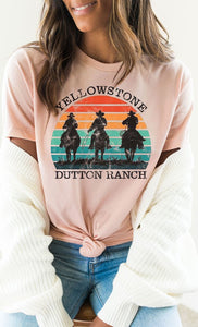 Yellowstone Dutton Ranch Western Graphic Tee - Peach
