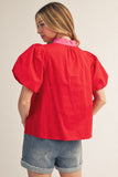 Bristol Boho Applique Puff Sleeve Top