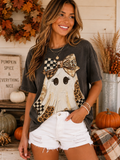 Patchwork Ghost Graphic Tee- Brown