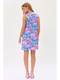 Floral Stencil Fair Isle Sleeveless Tunic Dress - Lilac/Pink