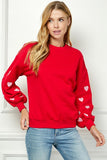 Embroidered Terry Patch Heart Sleeve Sweatshirt