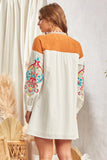 Western Tapestry Lace-Up Embroidered Dress- White