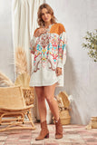 Western Tapestry Lace-Up Embroidered Dress- White