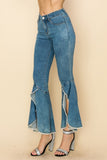 High Rise Ruffled Split Bell Bottom Pants