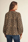 Wild Romance Lace Trim Blouse- Leopard