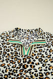 Long Sleeve V-Neck Top with Contrast Collar