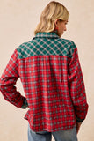 Holly Tartan Flannel Charm Shacket - Red/Green