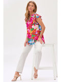 Lizzy Fluttler Sleeve Floral Tank - Red