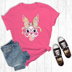 Bubble Gum Bunny Graphic Tee - Hot Pink