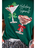 Holiday Spirit Sequin Cocktail Tee- Green
