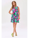 Lizzy Tropical Tank Dress - Aqua/Fuchsia
