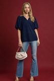Isla Midnight Muse Puff Sleeve Top – Navy