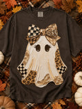 Patchwork Ghost Graphic Tee- Brown