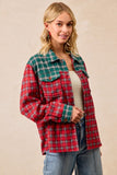 Holly Tartan Flannel Charm Shacket - Red/Green