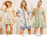 Fernwood Print Button-Front Tiered Mini Dress