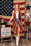 Liberty Star Patchwork Duster Vest- Red/White/Blue