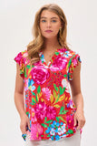 Lizzy Fluttler Sleeve Floral Tank - Red
