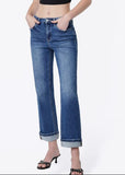 Single Cuff Cropped Straight Leg Denim