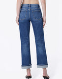 Single Cuff Cropped Straight Leg Denim