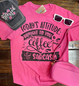 Coffee & Sarcasm Graphic Tee - Hot Pink