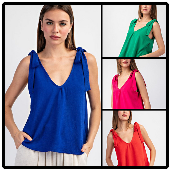 Tie strap V Neck Sleeveless Top