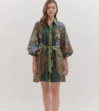 Juliet Enchanted Tapestry Shirt Dress- Olive