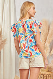 SJ Flutter Sleeve Floral Embroidered Top
