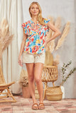 SJ Flutter Sleeve Floral Embroidered Top