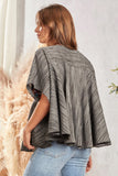 Aztec Embroidered SJ Poncho Top - Black Stripe