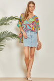 Floral Paisley Print V-Neck Blouse