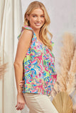SJ Paisley Print Embroidered Babydoll Blouse