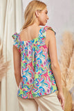 SJ Paisley Print Embroidered Babydoll Blouse