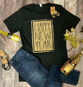 Happy New Year Graphic Tee - Black