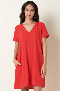 Short Sleeve Pocketed Shift Dress