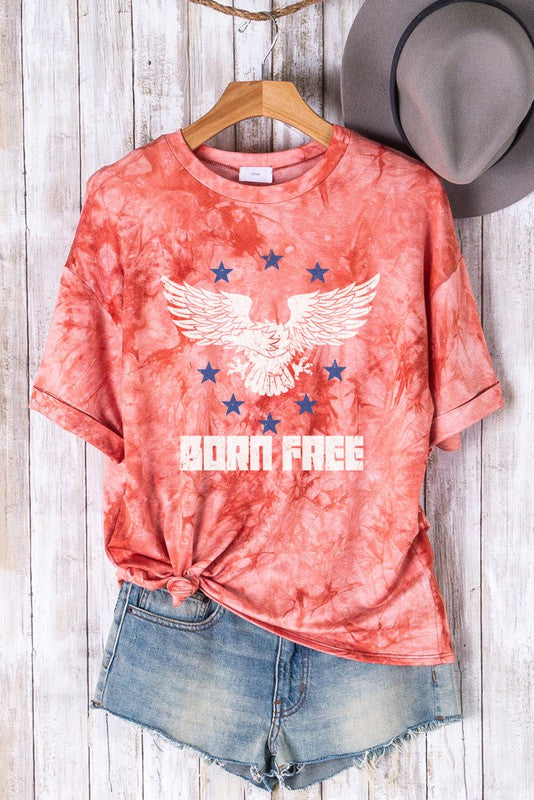 Born Free Tie-Dye Graphic Tee - Coral