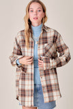 Kya Scooped Hem Plaid Flannel Top - Caramel