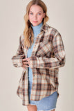 Kya Scooped Hem Plaid Flannel Top - Caramel