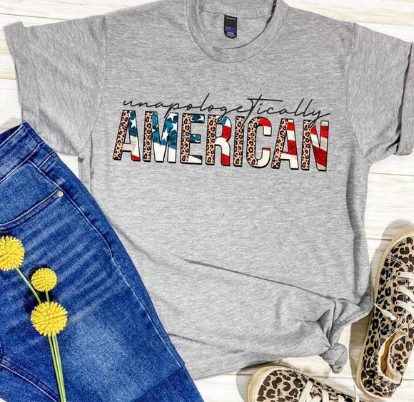 Unapologetically American Graphic Tee - Grey