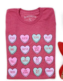 Texas Candy Hearts Graphic Tee - Heather Pink