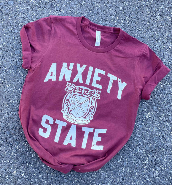 Anxiety State Graphic Tee - Maroon