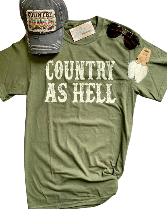 Country As Hell Graphic Tee - Army Green