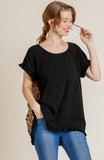 Fringe Trimmed Leopard Back Top