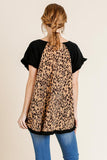 Fringe Trimmed Leopard Back Top