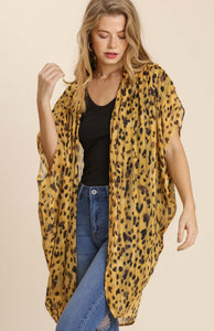 Animal Print Gold Lined Cocoon Kimono