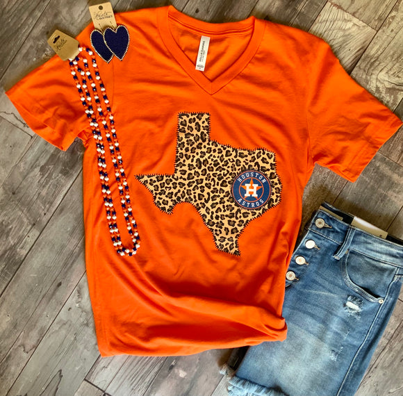 Astros Leopard Texas Stitch Graphic Tee - Main Image
