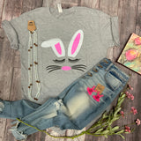 Glitter Bunny Lashes Graphic Tee - Heather Grey
