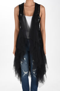 Embroidered Vest w/ Chiffon & Tulle Layers