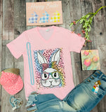 Tie-Dye Bunny Face Graphic Tee - Baby Pink