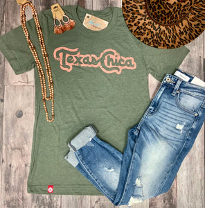 Texas Chica Graphic Tee - Military Green