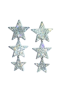 Earrings - Three Tier Rhinestone Star